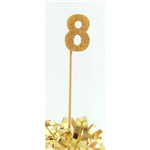 Candle 8 Long Pick Gold Glitter