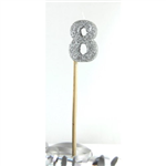 Candle 8 Long Pick Silver Glitter