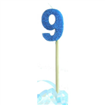 Candle 9 Long Pick Blue Glitter