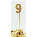 Candle 9 Long Pick Gold Glitter