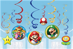 SUPER MARIO BROS HANGING SWIRL DECO 12PK