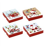 XMAS GIFT BOX SQUARE PRT WFOIL 10X10X22CM 68360